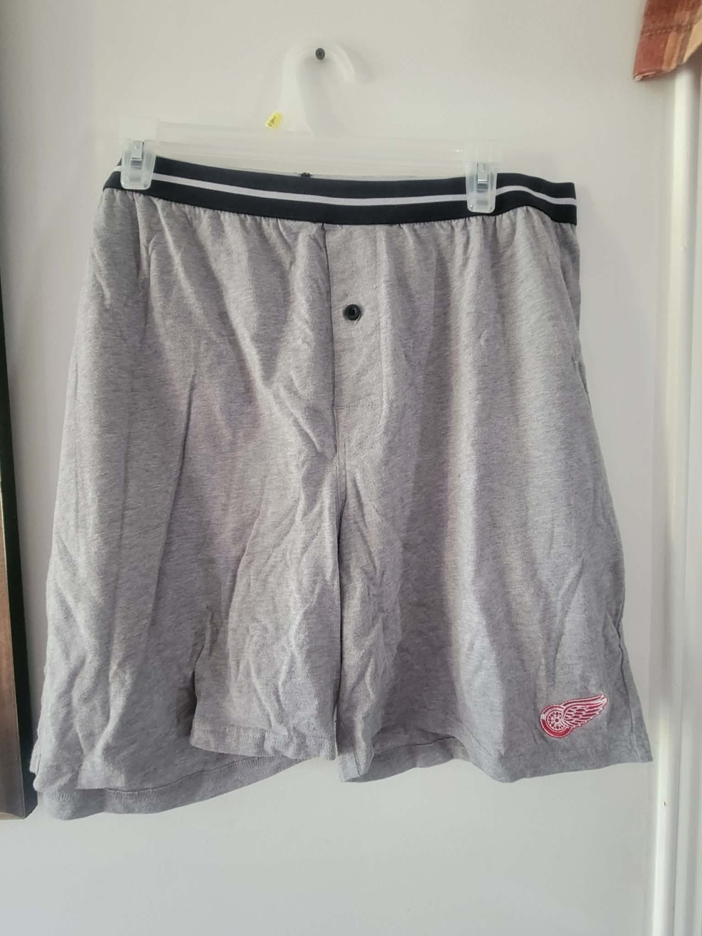NHL Men's Grey Boxer Shorts with Red Wing Logo